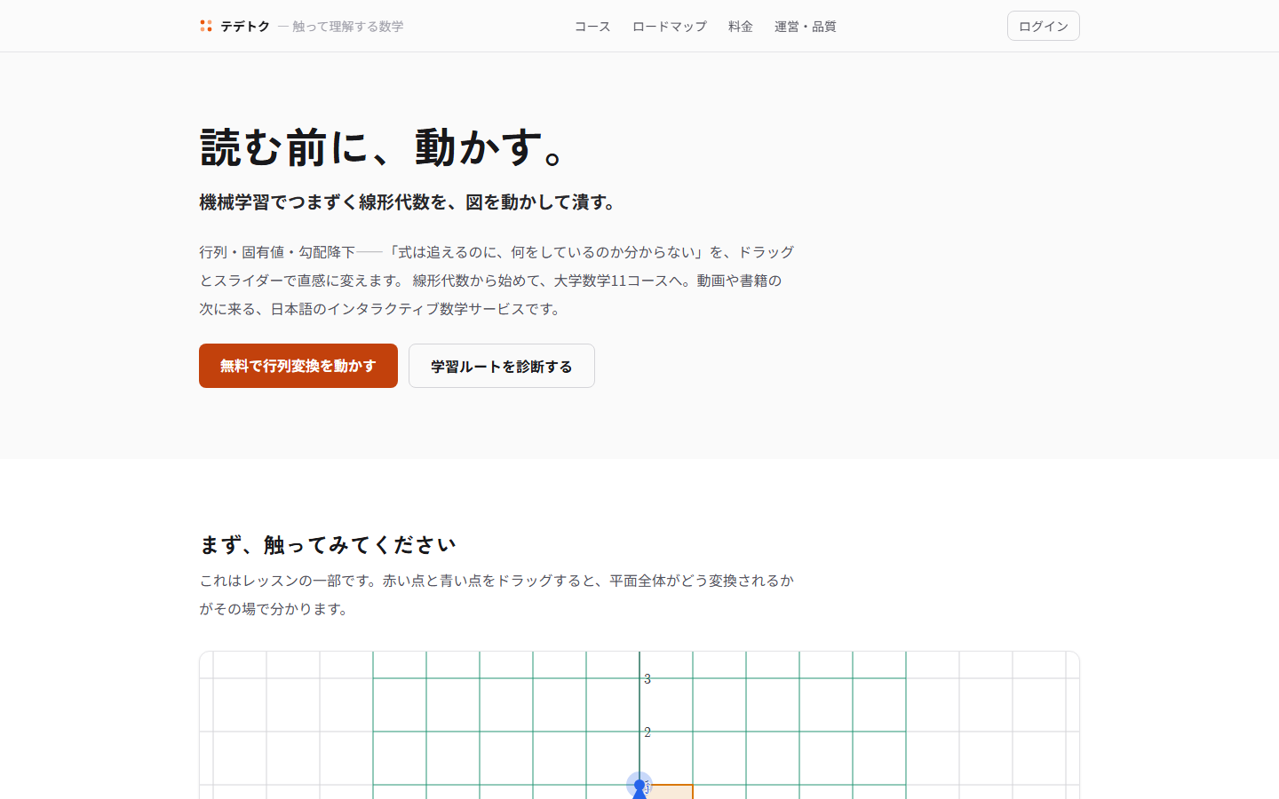 触って理解する日本語の数学学習サービス「テデトク」